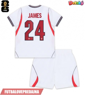 Lacne Dětský Futbalové dres Anglicko Reece James #24 MS 2026 Krátky Rukáv - Domáci (+ trenírky)